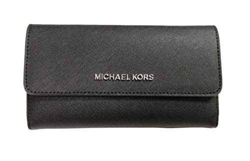 Product Cover Michael Kors Jet Set Travel Trifold Leather Wallet Black, Large