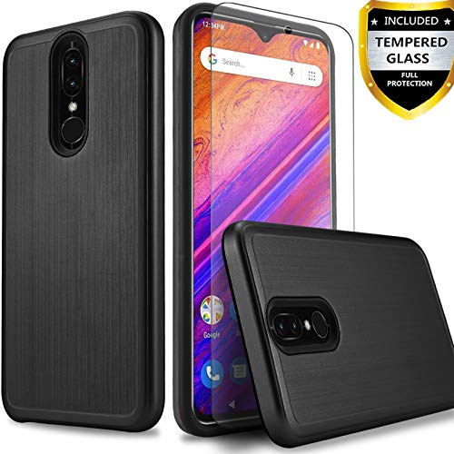 Product Cover BLU G9 Phone Case, [Not Fit BLU G9 PRO] with [Tempered Glass Screen Protector] Circlemalls Durable Shockproof Hybrid Drop Protection Armor Rugged Protective Phone Cover with Stylus Pen-Black