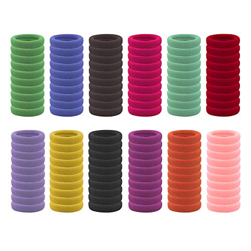 Product Cover Elastic Hair Ties for Girls, Toddlers, Kids (12-Color 120-Pack), ECADY Seamless Hair Bands Ponytail Holders