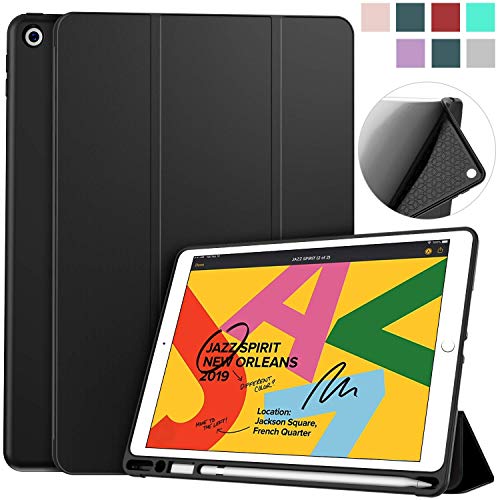 Product Cover Soke iPad 7th Generation Case, New iPad Case 10.2 Case 2019 with Pencil Holder, Lightweight Smart Cover with Soft TPU Back, Auto Sleep/Wake for iPad 7th Gen 2019