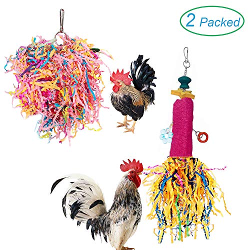 Product Cover kathson Chicken Toys for Hens, Natural Colorful Loofah Shredder Toy and Foraging Shredding Hanging Toy Ideal for Chook and Medium Parrots Parakeets Budgies(2 Packed)
