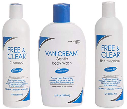 Product Cover Vanicream, Free and Clear Shampoo, Conditioner and Body Wash Set, For Sensitive Skin, Fragrance and Paraben Free - 12 Ounce