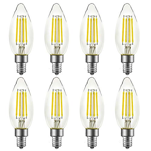 Product Cover LED Candelabra Light Bulbs B10/B11, Daylight 5000K, E12 Base, Chandelier LED Edison Bulbs, Christmas Lights, 8 Packs