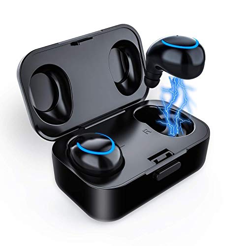 Product Cover 【Upgraded 2020 Version】Truly Wireless Earbuds Bluetooth V5.0 IPX5 Waterproof Sweatproof Noise Cancelling Headphone True Wireless Earphones with Mic for iPhone Samsung Boys Gym Running