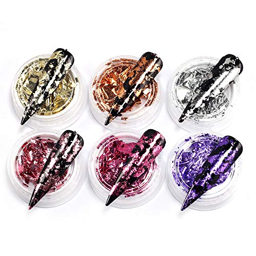Product Cover Foil Nail Art Ultra Thin Foil Design Nail Art Equipment DIY for Nail Decoration 6 Boxes/Set (Color A)
