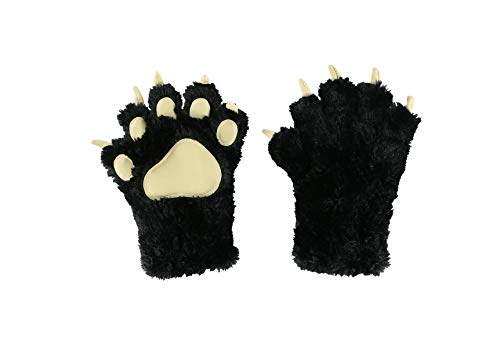 Product Cover Bear Dino Animal Paw Claw Costume Cosplay Gloves Mitts for Adult Kids by LazyOne (Black Mitt, Medium)