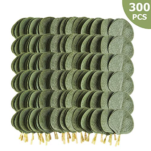 Product Cover Meiliy 300pcs Bulk Eucalyptus Leaves Artificial Greenery Fake Green Leaves for DIY Wreath Wedding Boutonnieres Corsages Baby Shower Cake Flower Decorations