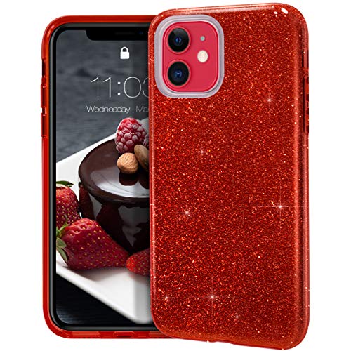 Product Cover MATEPROX iPhone 11 case,Bling Sparkle Cute Girls Women Protective Case for iPhone 2019 6.1inch(Red)