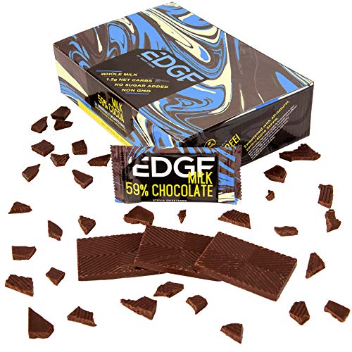 Product Cover Keto Chocolate Bars by Edge, Snack Size | Creamy Milk | Stevia Sweetened, Diabetic, Low Carb, Sugar Free, Soy Free, and no GMO's!