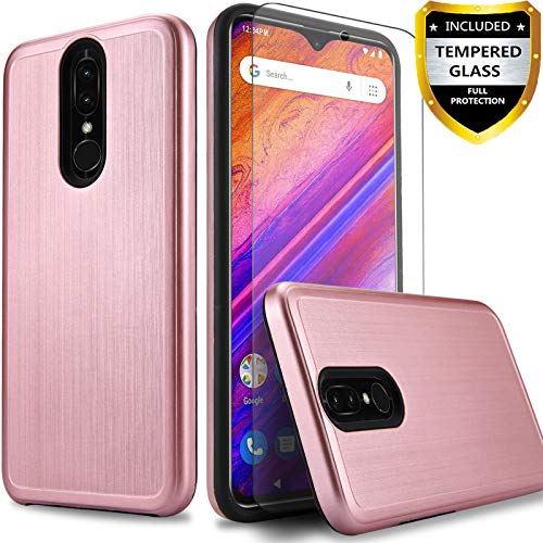 Product Cover BLU G9 Phone Case, [Not Fit BLU G9 PRO] with [Tempered Glass Screen Protector] Circlemalls Durable Shockproof Hybrid Drop Protection Armor Rugged Protective Phone Cover with Stylus Pen-Rose Gold
