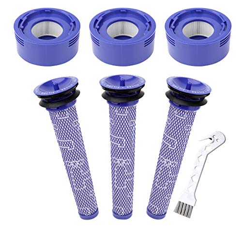 Product Cover Mochenli 6 Pack Vacuum Filter Set Replacement Compatible with Dyson V8+, V8, V7 Absolute Animal Motorhead Vacuums,Replaces Part # 965661-01 & 967478-01(3 Pack Pre-Filters & 3 Pack HEPA Post-Filters)