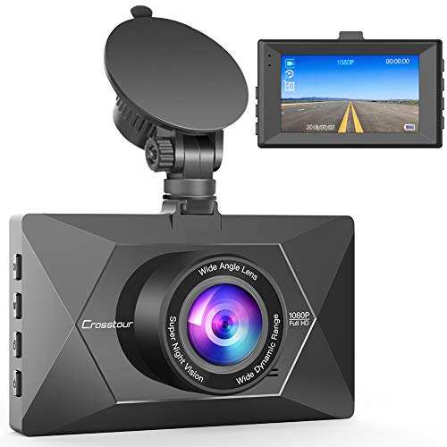 Product Cover 【Upgraded】 Crosstour Dash Cam 1080P FHD Mini in Car Dashboard Camera with Park Mode, G Sensor, F1.8 Super Big Aperture, 3 Inch LCD, 170°Wide Angle, WDR, Motion Detection, Loop Recording
