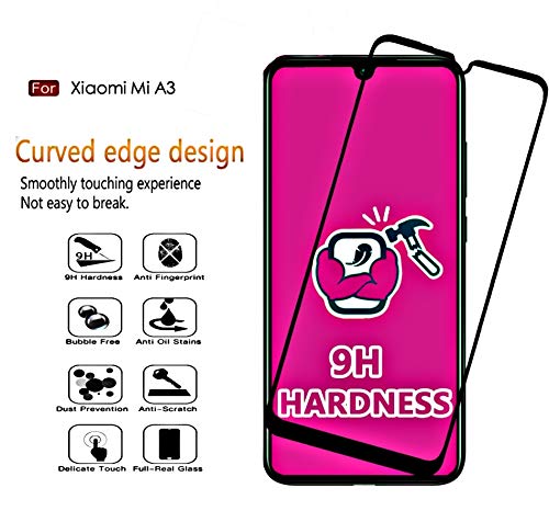 Product Cover Aeidess Tempered Glass for Mi A3 (Black)-Edge to Edge Full Screen Coverage