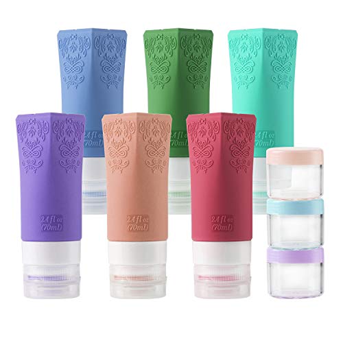 Product Cover Cosmetic Travel Containers, Leakproof Silicone Travel Bottles Set, TSA Approved Travel Size Cosmetic Toiletries Containers Accessories Set for Shampoo Conditioner Facial Cleanser Cream