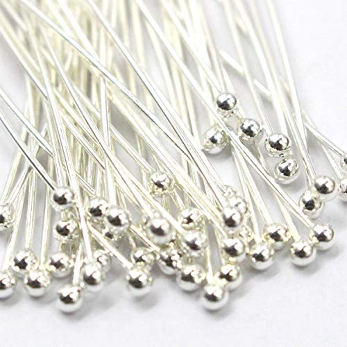 Product Cover Tacool Real 925 Sterling Silver Head Pins for Gemstone Jewelry Making Beads (Silver, 1.5x20mm)