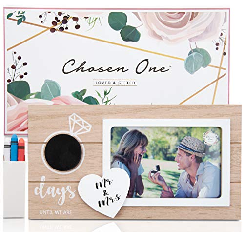 Product Cover Chosen One Wedding Countdown Photo Frame - Couples 6x4 Photo Frame, Love Picture Frame with Tiny Chalkboard and Chalk! Mr and Mrs Sign for Bridal Shower Gifts, Engagement Gifts, Personalized Frames