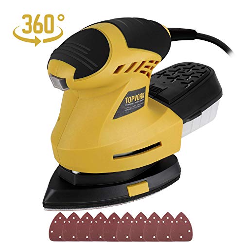 Product Cover Electric Mouse Detail Sander, Ginour 1.6 Amp/12,000 OPM Mouse Sander with 10 Pcs Sandpapers (80 & 180 Grits), 360°Rotating Sanding Pad, 3M Cord, Dust Container, Perfect for Tight Spaces Sanding