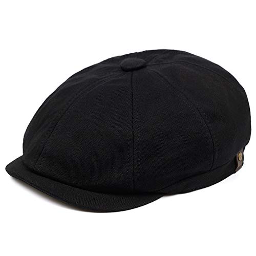 Product Cover VORON Newsboy hat Men Adjustable Newsboy Cap Cotton Autumn and Winter Driving hat Men's hat Black