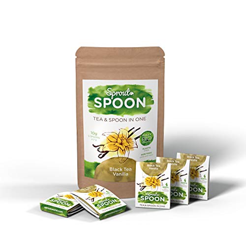 Product Cover Sprout Spoon Black Tea Vanilla | Made from 100% eco-Friendly, Biodegradable and Plastic-Free Materials Tea Blends with No Added Artificial Flavors | 5-Pack