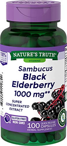 Product Cover Black Elderberry Capsules 1000mg | 100 Count | Super Concentrated Sambucus Extract | Non-GMO, Gluten Free | by Nature's Truth