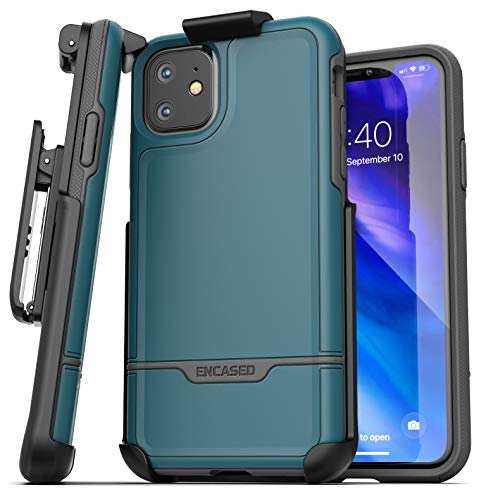 Product Cover Encased iPhone 11 Belt Clip Holster Case (2019 Rebel Armor) Heavy Duty Protective Full Body Rugged Cover with Holder (Turquoise Blue)