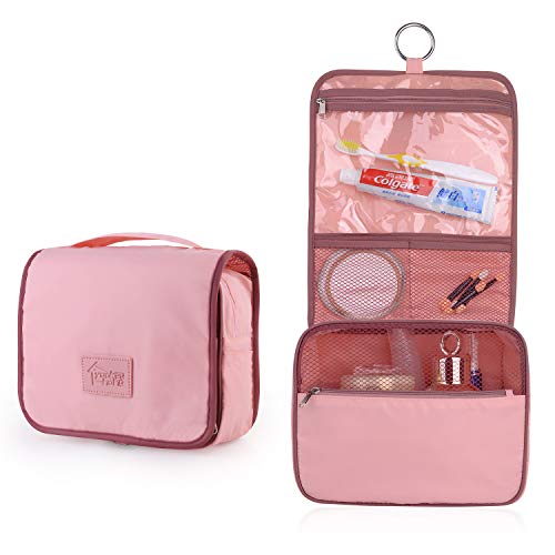 Product Cover Yookeehome Hanging Toiletry Bag for Women Ring Hanging Hook Multifunction Cosmetic Bag Large Capacity Portable Travel Makeup Pouch Waterproof Various Compartments (Pink) Practical Gift Idea