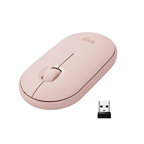 Product Cover Logitech Pebble M350 Wireless Mouse with Bluetooth or USB - Silent, Slim Computer Mouse with Quiet Click for Laptop, Notebook, PC and Mac - Pink Rose