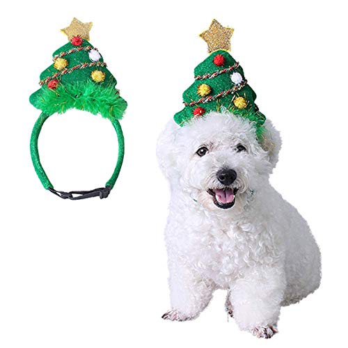 Product Cover ANIAC Pet Green Christmas Hat Santa Cap Adjustable Xmas Tree Headdress Wedding Headgear Cute Head Accessories for Dogs (Small)