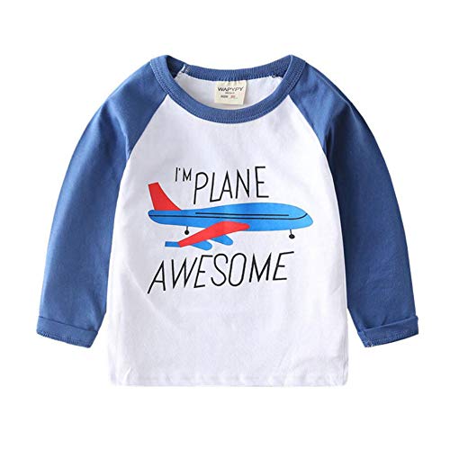 Product Cover ZETIY Toddler Little Boys Chromatic Airplane Tees Shirts Tops (4T, 01-Blue)