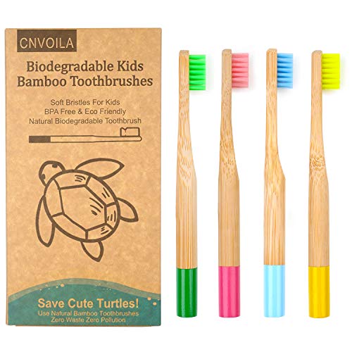 Product Cover Bamboo Toothbrush Soft Kids Toddler Toothbrush Eco Friendly Bulk- 4 Colors Set