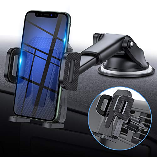 Product Cover MIRACASE Car Phone Mount Universal 2-in-1 Car Phone Holder with Dashboard Air Vent Windshield Cell Phone Holder with Telescopic Arm & Dashboard Pad Fit for iPhone Samsung LG Sony Huawei and More