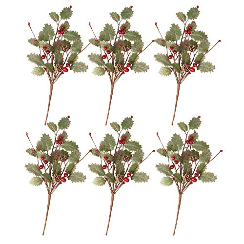 Product Cover Skrantun 6 Packs Christmas Stems Decorations Glattered Floral Picks Christmas Gifts