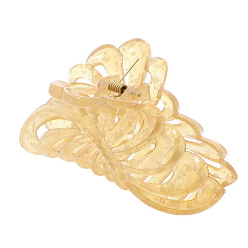 Product Cover 5 inch Large Jaw Clip Hair Claw with leaf design (Motique Accessories) (Clear Tan)