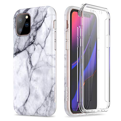 Product Cover SURITCH Marble iPhone 11 Pro Max Case, [Built-in Screen Protector] Full-Body Protection Hard PC Bumper + Glossy Soft TPU Rubber Gel Shockproof Cover for Apple iPhone 11 Pro Max 6.5 Inch (Black Marble)