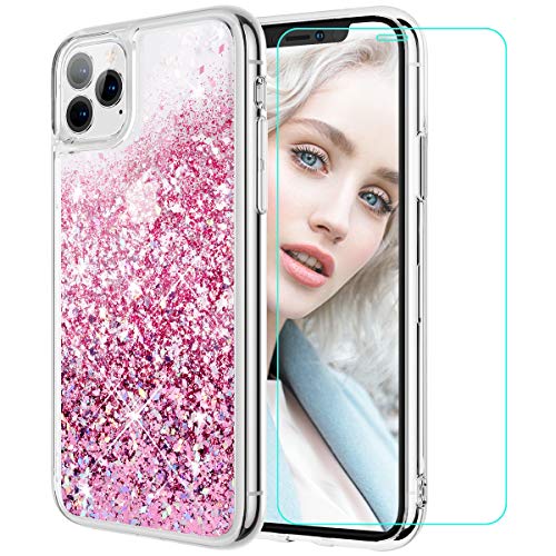 Product Cover Maxdara Case for iPhone 11 Pro Max Case Glitter Women Girls (Screen Protector) Liquid Quicksand Soft TPU Bling Shiny Sparkle Pretty Case for iPhone 11 Pro Max 6.5 inches (Rosegold)