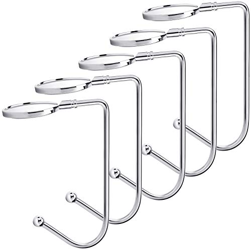 Product Cover Sunshane 5 Pieces Christmas Stocking Holders Mantel Hooks Hanger Christmas Safety Hang Grip Stockings Clip for Christmas Party Decoration, Silver