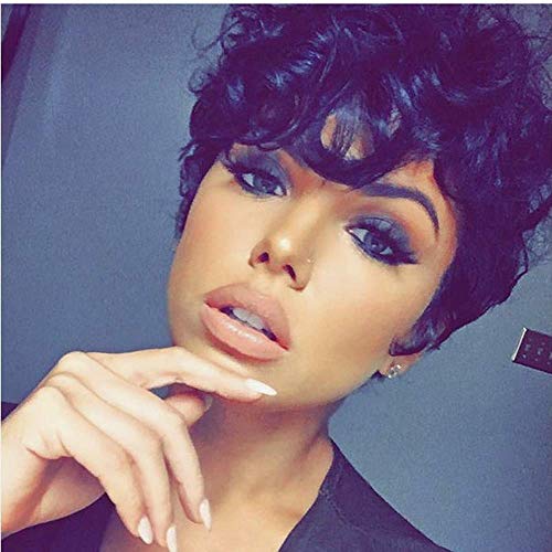 Product Cover Short Curly Wigs for Black Women Short Pixie Cut Wigs Short Black Curly Hair Wigs