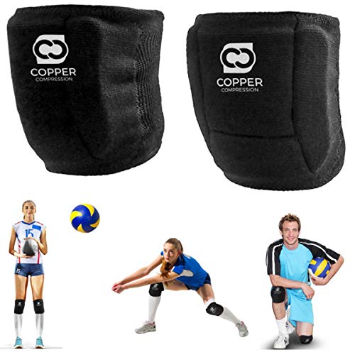 Product Cover Copper Compression Volleyball Knee Pads. Guaranteed Highest Copper Knee Protector Fit for Women, Men, Girls, Boys. Can Also be Used for Other Sports, Wrestling, MTB, as a Work Support Pad, Kneepads