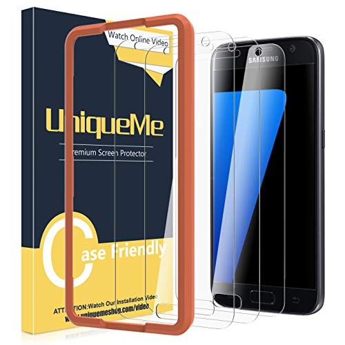 Product Cover [3 Pack] UniqueMe Screen Protector for Samsung Galaxy S7 Tempered Glass,[Alignment Frame] Easy Installation HD-Clear Anti-Scratch