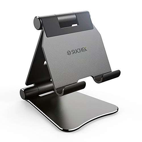 Product Cover Suchek Tablet Stand, Adjustable Tablet Holder Stand for Desk, Multi-Angle, Foldable Desktop Holder, Compatible with iPad Pro/iPad/iPad Mini/iPhone/Kindle/Nintendo Switch/Samsung Tablet/Tab/E-Reader/