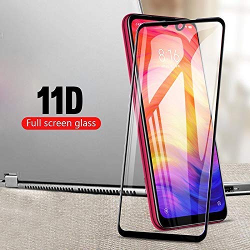 Product Cover COMORO Premium Tempered Glass For Redmi Note 8 Pro Edge to Edge Protection 9H Hardness Full Glue Cover Friendly Anti Scratch (Black) - Pack Of 1 (11D GLASS)