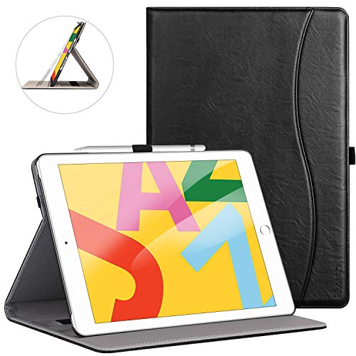 Product Cover ZtotopCase for New iPad 7th Generation 10.2 Inch 2019,Premium PU Leather Slim Folding Stand Cover with Auto Wake/Sleep,Multiple Viewing Angles for Newest iPad 7th Gen 10.2'' 2019,Black