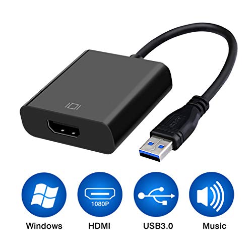 Product Cover USB to HDMI Adapter, USB 3.0 to HDMI HD 1080P Video Graphics Adapter with Audio Output Multiple Monitors,USB 3.0 to HDMI Audio Video Adaptor Converter Cable for Windows 7/8/10 PC Laptop HDTV TV