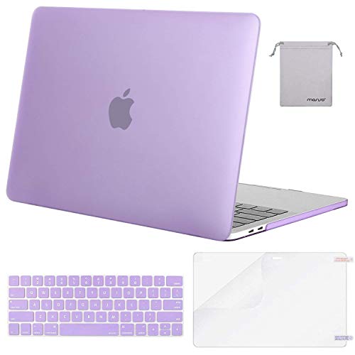 Product Cover MOSISO MacBook Pro 13 inch Case 2019 2018 2017 2016 Release A2159 A1989 A1706 A1708, Plastic Hard Shell &Keyboard Cover &Screen Protector &Storage Bag Compatible with MacBook Pro 13, Light Purple