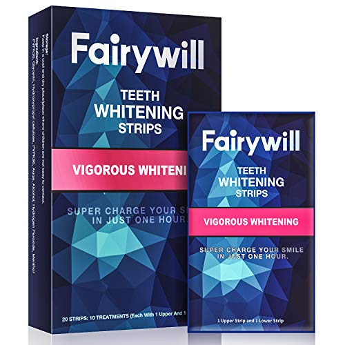 Product Cover Fairywill Teeth Whitening Strips 1 Hour Express Whitening, 3D White Professional Effects White Strips Remove Coffee and Tea Stains, Pack of 20 Pcs Whitening Strips