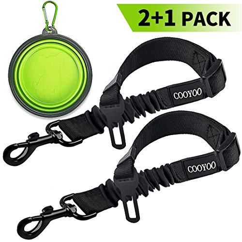 Product Cover COOYOO Dog Seat Belt,2 Packs Retractable Dog Car Seatbelts Adjustable Pet Seat Belt for Vehicle Nylon Pet Safety Seat Belts Heavy Duty & Elastic & Durable Car Harness for Dogs