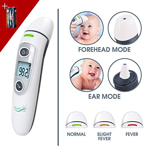 Product Cover Baby Thermometer for Fever - Forehead Thermometer for Kids and Ear Thermometer with Fever Alarm and Memory Function - Temporal Thermometer - Baby Thermometer Forehead and Ear