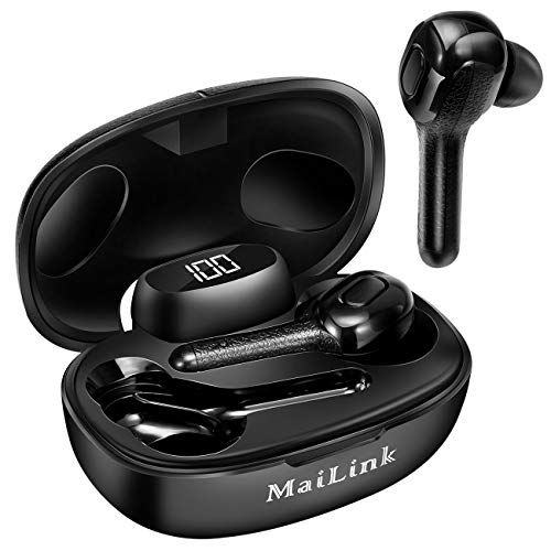 Product Cover True Bluetooth 5.0 Wireless Earbuds，TWS Stereo in-Ear Headphones Noise Cancelling Bluetooth Earbuds IPX8 Waterproof ， Built-in Mic and Magnetic Inductive Chanrging Case, 5Hrs Playtime