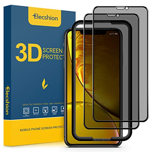 Product Cover (2-Pack) Privacy Screen Protector for iPhone 11 and iPhone XR (Full-Coverage)，Elecshion Anti-spy Tempered Glass Screen Protector for iPhone 11/XR(6.1 ''), Bubble Free, (Case Friendly)