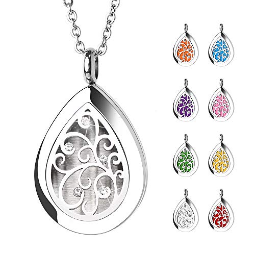 Product Cover GoorDik Aromatherapy Essential Oil Diffuser Necklace Aroma Waterdrop Necklace Teardrop Pendant Locket with 8 Refill Pads